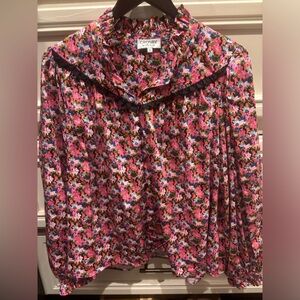 Crosby By Mollie Burch Long Sleeve Floral Top, Size Medium, Like NEW